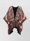 Pierre Louise Mascia Draped Floral Poncho Fringed Edges