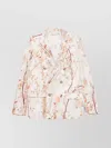Pierre Louise Mascia Febo Double-breasted Floral Print Jacket In White