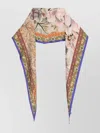 Pierre Louise Mascia Floral Pattern Silk Scarf With Fringed Edges