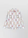 Pierre Louise Mascia Floral Pattern Unisex Top With Buttoned Cuffs In Pink