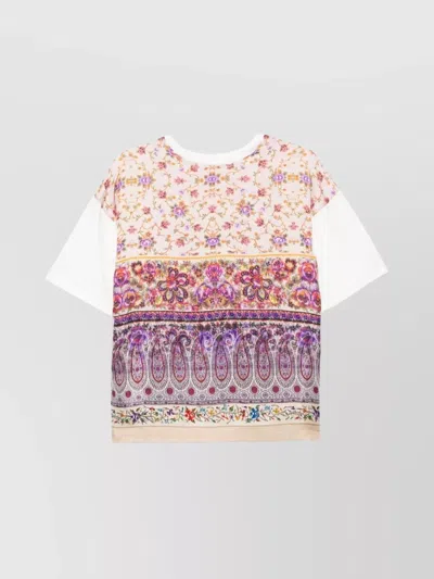 Pierre Louise Mascia Floral Print Short Sleeve Crew Neck Top In Multi