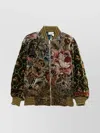 Pierre Louise Mascia Floral Quilted Bomber Jacket With Long Sleeves In Green