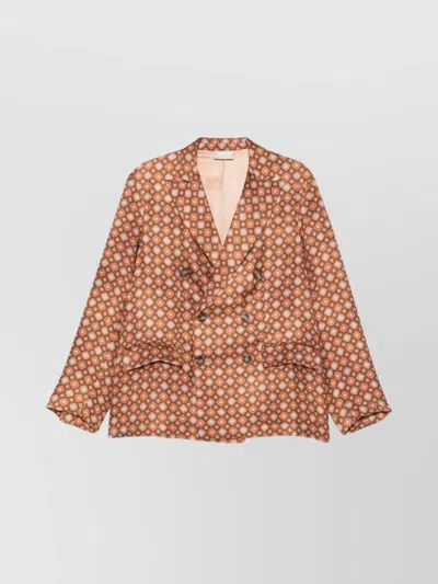 Pierre Louise Mascia Geometric Pattern Blazer Button Detailing In Orange