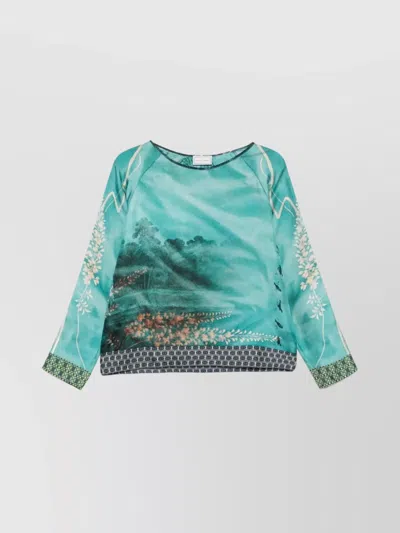 Pierre Louise Mascia Graphic Print Sleeveless Top Cuffs In Blue