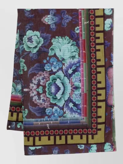 Pierre Louise Mascia Hawnbci Floral Scarf Fringed Lightweight Rectangle In Multi