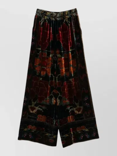 Pierre Louise Mascia High Waist Wide Leg Velvet Trousers In Black