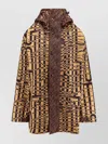 Pierre Louise Mascia Hooded Jacket With Mixed Patterns And Pockets In Brown