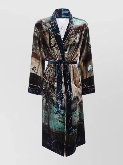 Pierre Louise Mascia Kanpur Adana Belted Waist Floral Robe In Multi