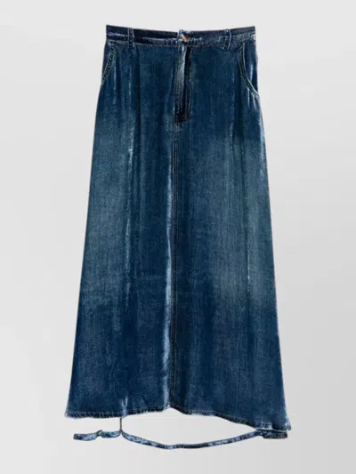 Pierre Louise Mascia Knee Length Midi Denim Skirt In Blue