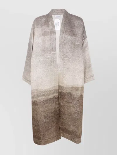 Pierre Louise Mascia Long Length Textured Kimono Jacket "pax" In Neutral