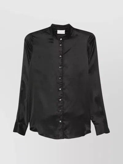 Pierre Louise Mascia Long Sleeve Satin Shirt Adanagum Style In Black