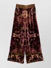 Pierre Louise Mascia Luxe Velvet Wide-leg Trousers In Multi