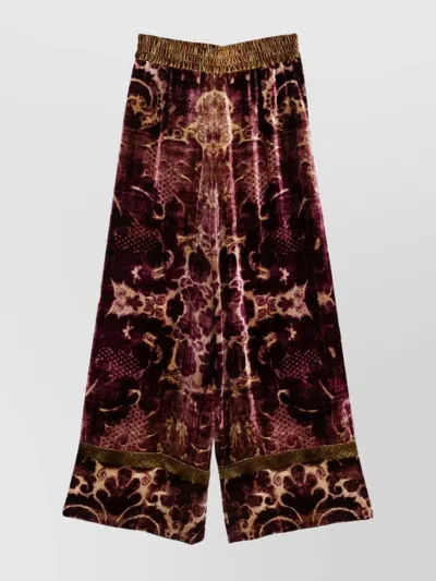 Pierre Louise Mascia Luxe Velvet Wide-leg Trousers In Multi