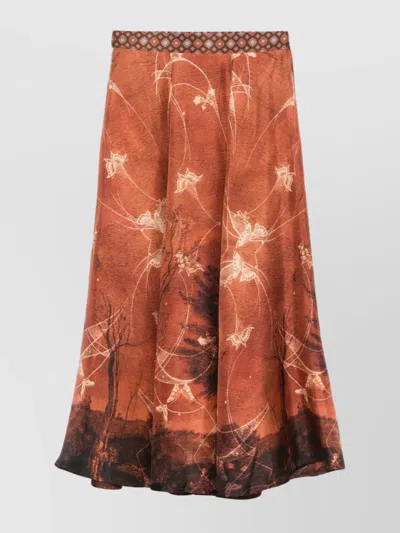 Pierre Louise Mascia Midi A-line Floral Print Skirt In Multi
