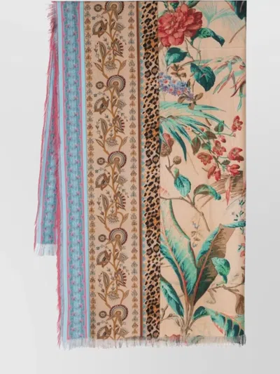 Pierre Louise Mascia Multi Pattern Floral And Animal Print Scarf
