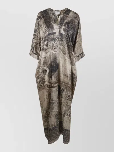 Pierre Louise Mascia Mutka Dress V Neckline 34 Sleeves In Multi