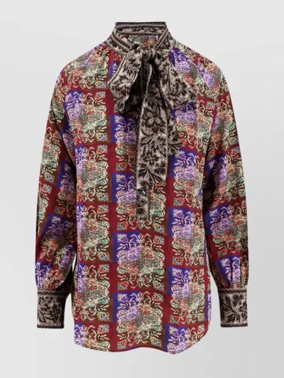 Pierre Louise Mascia Printed Silk Blouse Neck Tie