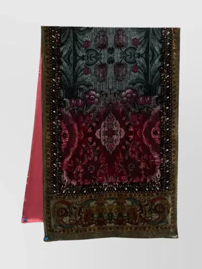 Pierre Louise Mascia Rectangular Floral Embellished Scarf 65x200