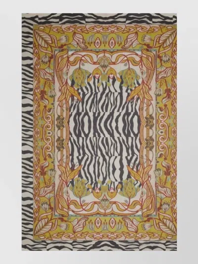 Pierre Louise Mascia Silk Cotton Scarf Zebra Pattern In Neutral