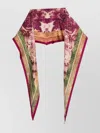 Pierre Louise Mascia Silk Geometric Pattern Scarf With Frayed Edges