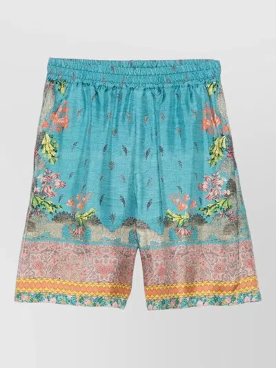 Pierre Louise Mascia Silk Nylon Knee Length Floral Shorts In Multi