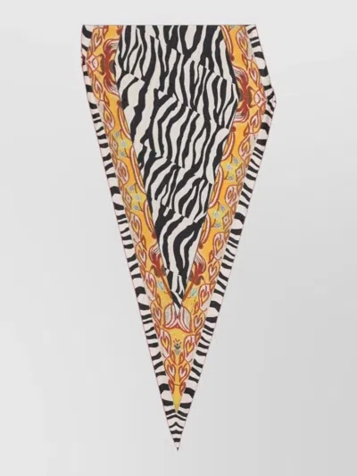 Pierre Louise Mascia Silk Scarf Bold Border Zebra Motif In Pink