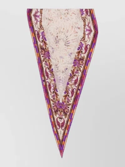 Pierre Louise Mascia Silk Scarf Floral And Geometric Print In Neutral