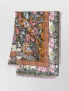 Pierre Louise Mascia Silk Scarf With Floral Pattern And Fringed Edges