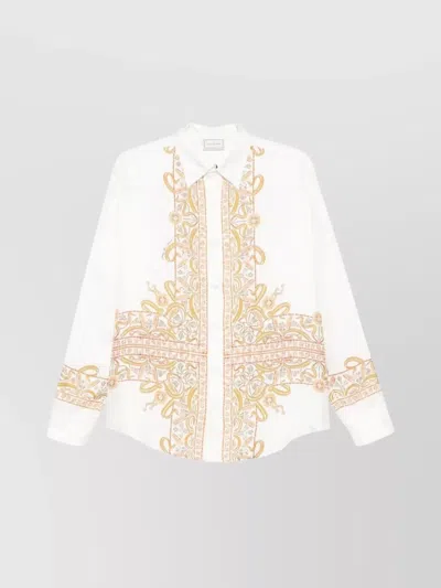 Pierre Louise Mascia Silk Shirt With Embroidered Paisley Print In White