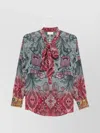 Pierre Louise Mascia Silk Shirt With Floral Pattern And Bow