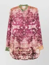 Pierre Louise Mascia Silk Shirt With Printed Design And Contrasting Cuffs In Multi