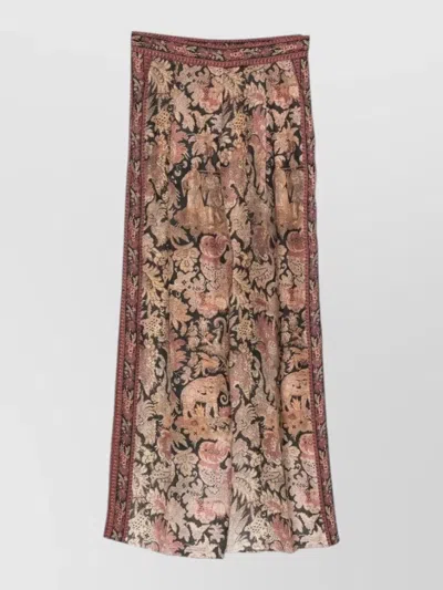Pierre Louise Mascia Silk Trousers Elastic Waist Patterned Wide Leg