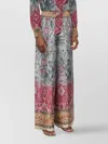 Pierre Louise Mascia Silk Trousers With Floral Pattern And Wide-leg