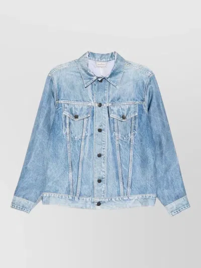 Pierre Louise Mascia Structured Blazer Long Sleeves Chest Pockets In Blue