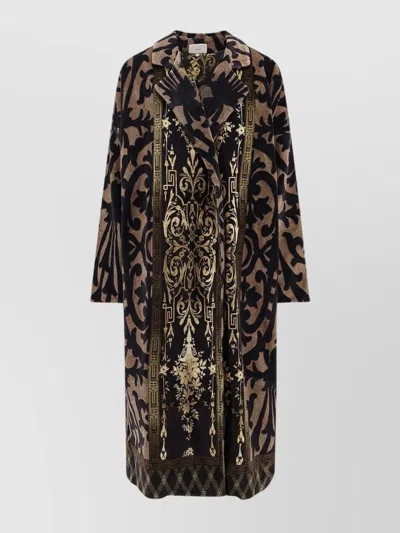 Pierre Louise Mascia Tailored Jacquard Cotton Mid-length Coat In Multi