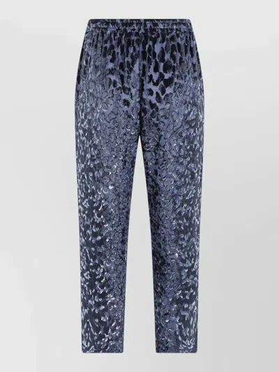 Pierre Louise Mascia Vepel Wonderful Leopard Print Lounge Trousers In Blue