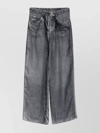 Pierre Louise Mascia Wide-leg Silk Trousers With Faded Effect In Gray