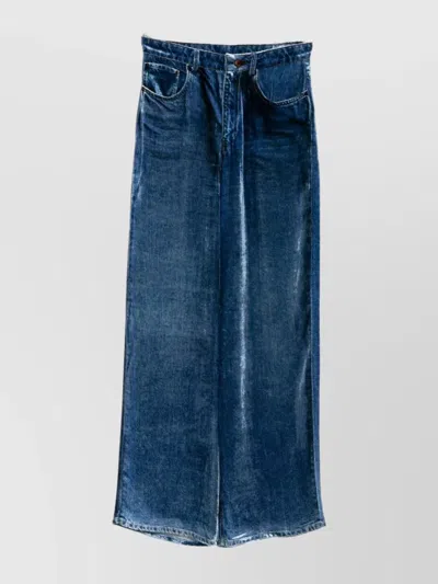 Pierre Louise Mascia Wide-leg Trousers Featuring Denim Pattern In Blue