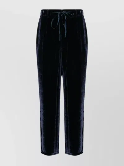 Pierre Louise Mascia Wide Leg Velvet Trousers Side Pockets In Black