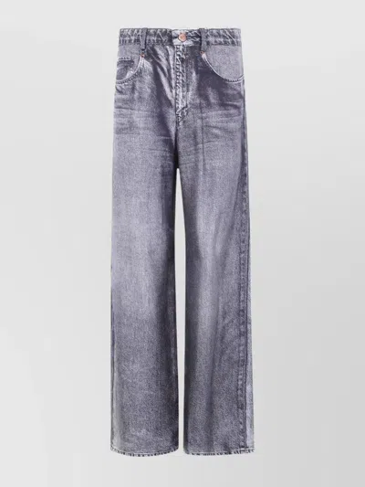 Pierre Louise Mascia Wide-leg Washed Five-pocket Belted Trousers In Gray