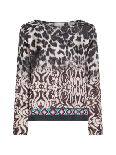 Pierre-louis Mascia Aloe Animal-print Long-sleeve Blouse In Multi