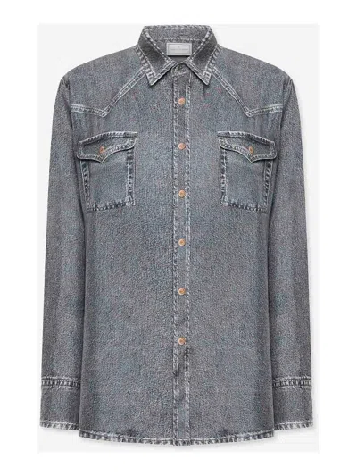 Pierre-louis Mascia Aloe Denim Shirt In Gray