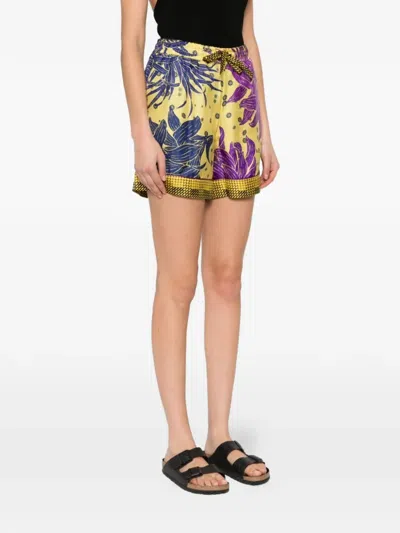 Pierre-louis Mascia Aloe Floral-print Silk Shorts In Multi
