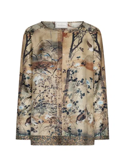 Pierre-louis Mascia Aloe Forest-motif Silk Blouse In Animal Print