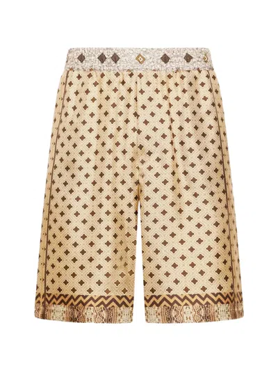 Pierre-louis Mascia Aloe Geometric-print Shorts In Neutral