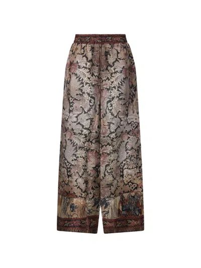 Pierre-louis Mascia Aloes Patterned-jacquard Palazzo Pants In Gold