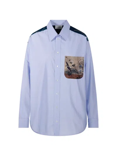 Pierre-louis Mascia Alorhi Graphic-print Panelled Shirt In Blue
