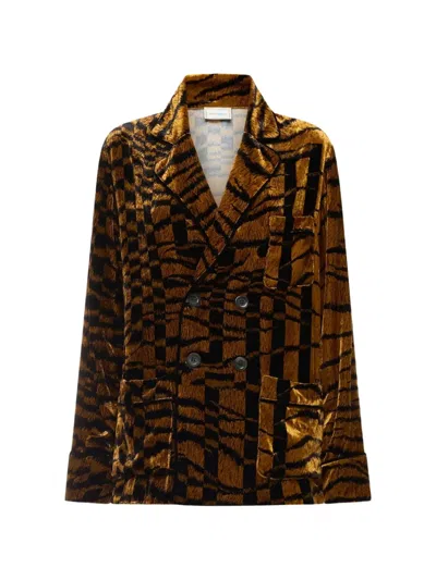 Pierre-louis Mascia Animal-print Blazer In Brown