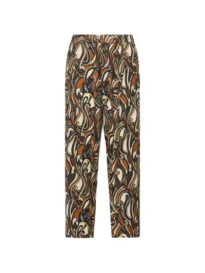 Pierre-louis Mascia Beatex Swirling-pattern Wool Trousers In Brown
