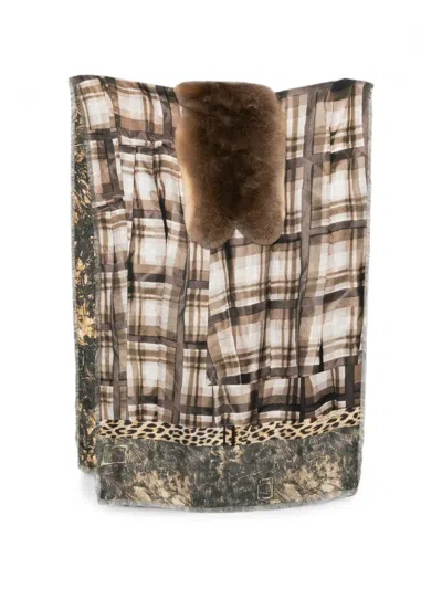Pierre-louis Mascia Check Leopard-print Scarf In Red